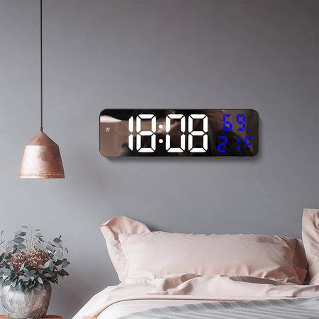 Imagem de Relógio Digital Parede e Mesa Temperatura Humidade Despertador Data Hora Led