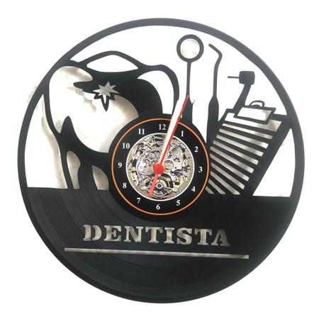 Imagem de Relógio Disco Vinil Dente Dentista Odontologia Consultório
