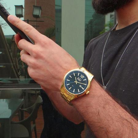 Imagem de Relógio Dumont Masculino Dourado Preto Prova d'água com 1 ano de garantia 