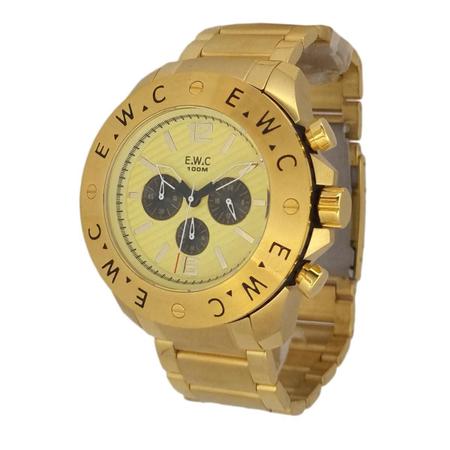 Imagem de Relógio Ewc Masculino Dourado Cronógrafo Big Case Emt15311D