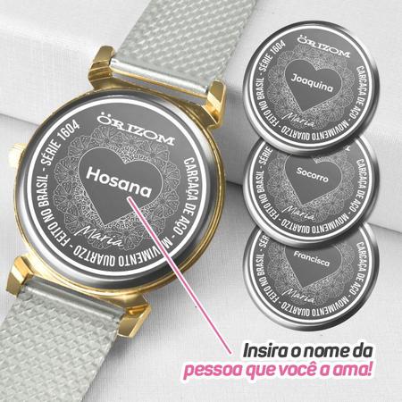 Imagem de Relogio Feminino Banhado Aço Dourado Inox Silicone Social