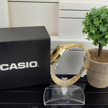 Imagem de Relógio Feminino Casio Digital Vintage Quadrado Resistente Àgua Aço Inox Quartzo Luxo Casual Dourado LA680WGA-9DF