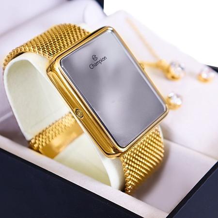 Imagem de Relógio Feminino Champion Digital Espelhado Dourado CH40080B 
