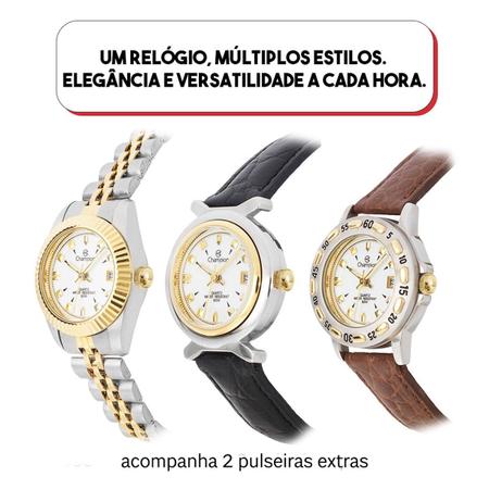 Imagem de Relógio Feminino Champion Fundo Branco Troca Pulseira e Aro CH38182B