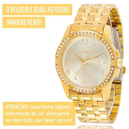 Imagem de Relógio Feminino Condor Dourado Original Prova D'água Luxo