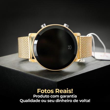 Imagem de Relogio Feminino Digital Redondo Dourado Casual Social Tela LED Original Tamanho Ajustável Presente