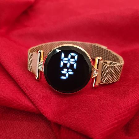 Imagem de Relógio Feminino Digital Rosé Pulseira Magnética + Bracelete