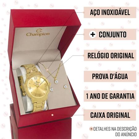 Relógio Feminino Dourado Champion Luxo 1 Ano De Garantia Imagem de Relógio Feminino Dourado Champion Luxo 1 Ano De Garantia