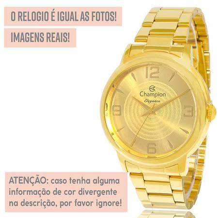 Relógio Feminino Dourado Champion Luxo 1 Ano De Garantia Imagem de Relógio Feminino Dourado Champion Luxo 1 Ano De Garantia