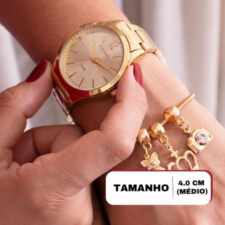 Imagem de Relógio Feminino Mondaine Dourado Casual Analógico 99230LPMVDE1 Mulher Pulseira Berloques