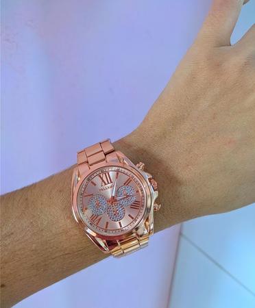 Imagem de Relógio Feminino Pallyjane a Prova água Pulseira Aço Inoxidavel Luxo Rose
