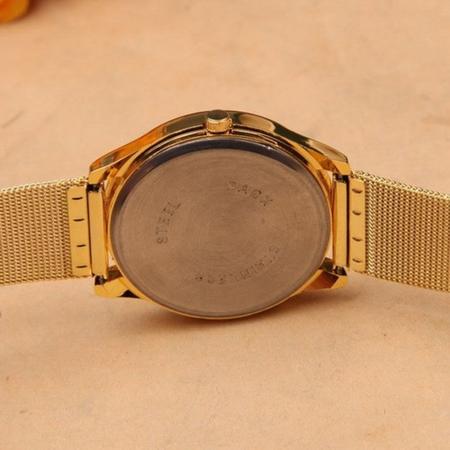 Imagem de Relógio Feminino Pulso Aço Geneva Inoxidável Quartz Dourado