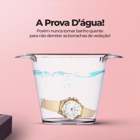 Imagem de Relógio Feminino Quartz Original Prova D'água + Kit Banhado Ouro 18k