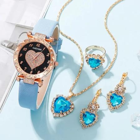 Imagem de Relógio Feminino Quartzo conjunto de jóias 