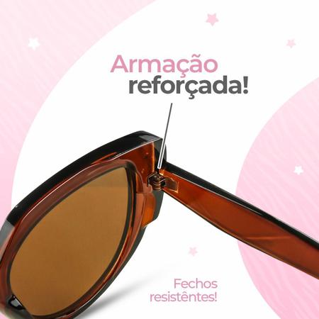 Imagem de Relogio Feminino Rose Aço Inox Original + Oculos Sol Polarizado Marrom + Caixa Exclusiva Presente