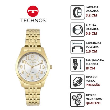 Imagem de Relógio Feminino Technos Elegance Boutique Analógico Resistente Água 50 Metros Redondo Casual Dourado 2035MJDS/4K