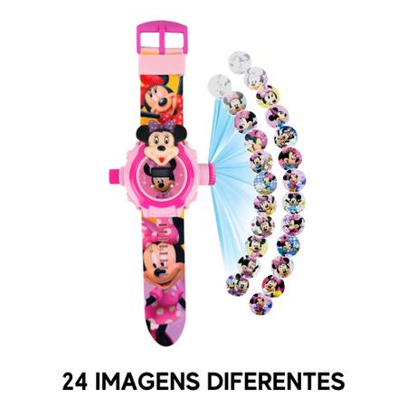Imagem de Relogio Infantil Projetor Minnie 6 Imagens 3D Luz