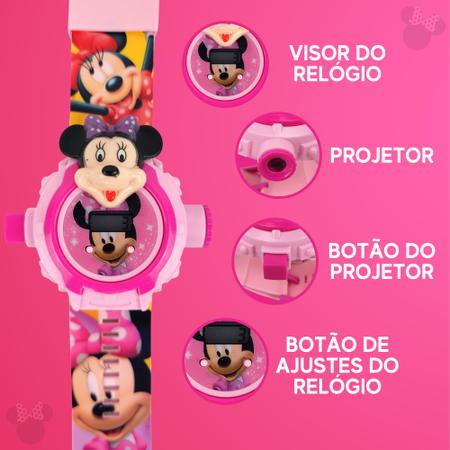 Imagem de Relogio Infantil Projetor Minnie 6 Imagens 3D Luz