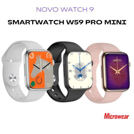 Imagem de Relógio Inteligente Feminino Smartwatch W59 Pro Mini Series 9 Para Pulsos Finos + Pulseira Metal Milanese e Película Lançamento 2024