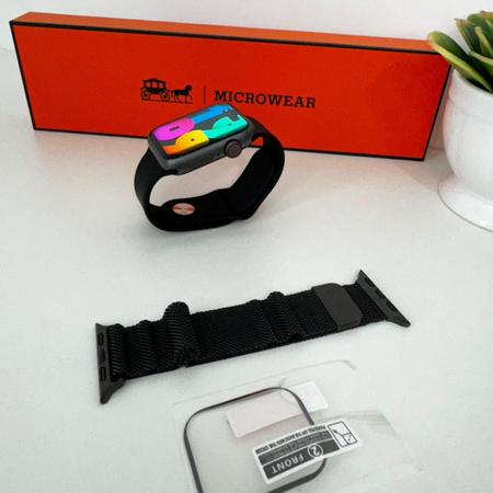 Imagem de Relógio Inteligente Feminino Smartwatch W59 Pro Mini Series 9 Para Pulsos Finos + Pulseira Metal Milanese e Película Lançamento 2024