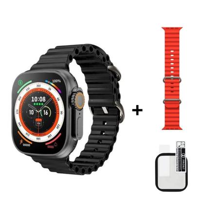 Imagem de Relógio Inteligente Masculino Feminino Smartwatch W68 Ultra Plus Series 8 Tela 2,2 Tam 49mm GPS integrado Resistente a Agua Pulseira extra Película