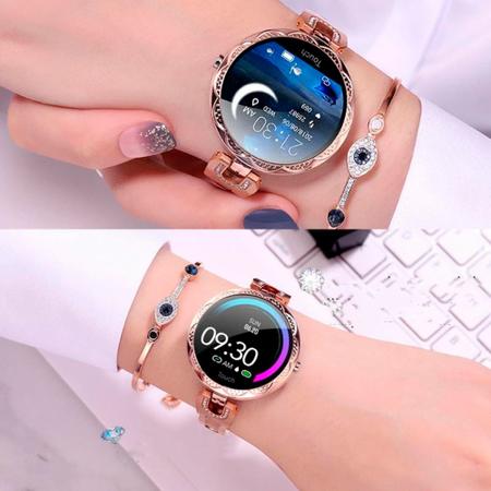 Imagem de Relógio Inteligente Smartwatch Feminino Smart Bracelet Touch Screen Dourado