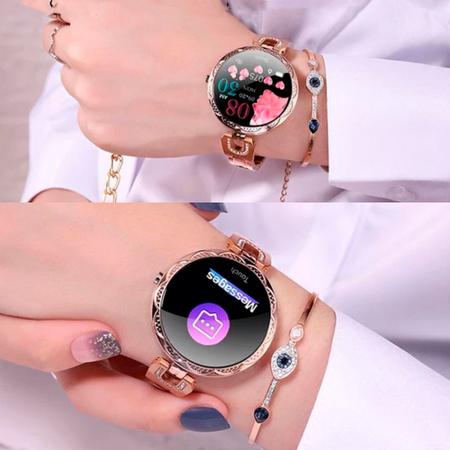 Imagem de Relógio Inteligente Smartwatch Feminino Smart Bracelet Touch Screen Dourado