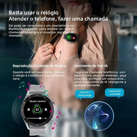 Relógio inteligente com função de telefone, fazer/atender chamadas com  controle de voz AI, smartwatch com 28 modos esportivos, pedômetro, oxigênio  no