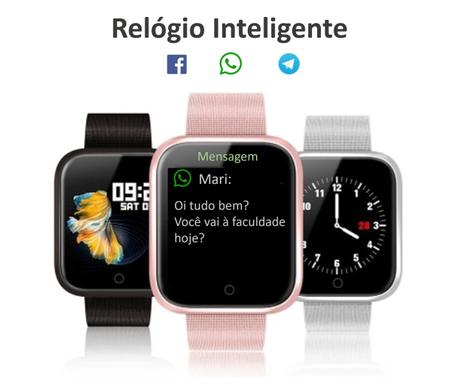 Relógio Lançamento Smart Watch P80 com 2 Pulseiras Rosa - ZION STORE RJ