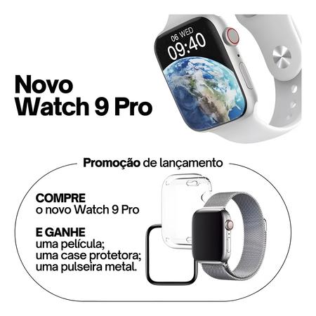 Imagem de Relógio inteligente W59 Pro 2024 9ª geração NFC GPS tela infinita 2.2'' Smartwatch masculino e feminino + 2 Pulseiras e Película