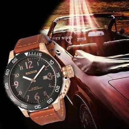 Relógio Magnum Sports MA34843P Quartz Pulseira de Couro Marrom em