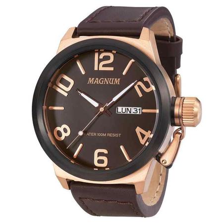 Pulseira Relogio Tipo Magnum Couro Liso Marrom 20 Mm no Shoptime