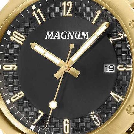 Relógio MAGNUM masculino dourado silicone marrom MA34414M - aconfianca