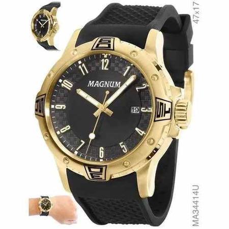 Relógio Masculino Magnum MA33157Q Analógico Pulseira de Silicone Preto