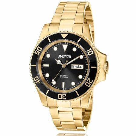 Relógio Masculino Magnum Automático Luxo Dourado Original Cor Do Bisel  Igual As Imagens Cor Do Fundo Preto