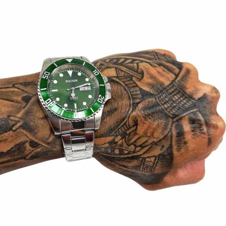 Relógio MAGNUM Automático MA35075G Prata/Verde - Relógio Masculino