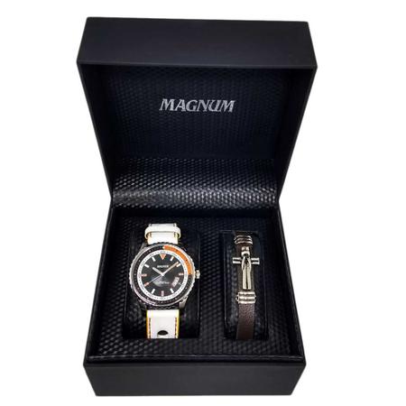 Relógio magnum pulseira couro com fundo branco MA33120Q em Promoção na  Americanas