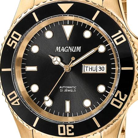 Relógio Magnum Masculino Dourado Automático Aço MA35075U em