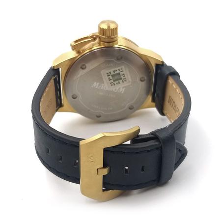 Relógio Magnum Masculino Ma33399a Dourado Azul Couro