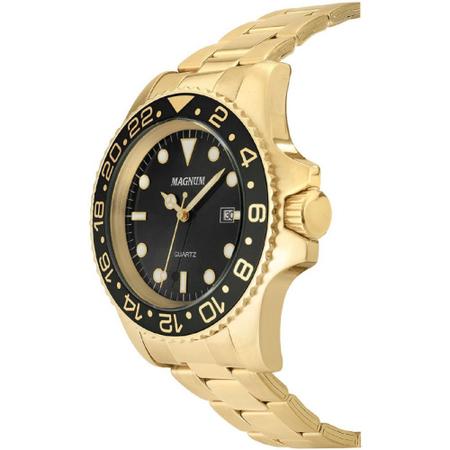 Relógio Magnum Masculino Dourado Calendário Aço Inox MA32934U - Imperial  Relógios