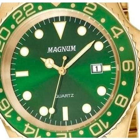Relógio Magnum Masculino Dourado Calendário Aço Inox MA32934U - Imperial  Relógios