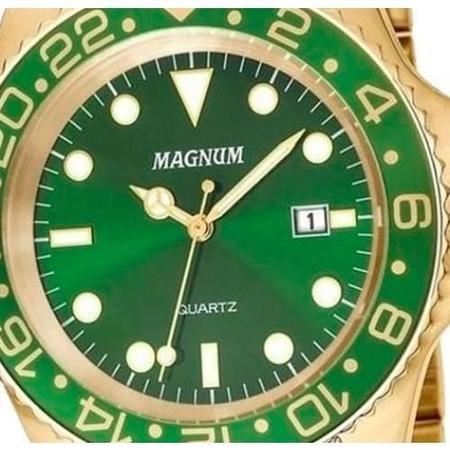 Relógio Magnum Masculino Dourado Aço Inox Calendário MA32934G - Imperial  Relógios