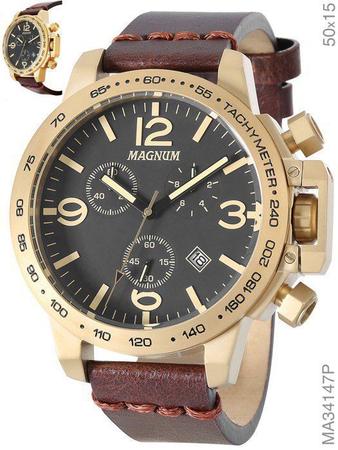 Relógio Magnum Sports Masculino MA34932A Pulseira de Couro : :  Moda