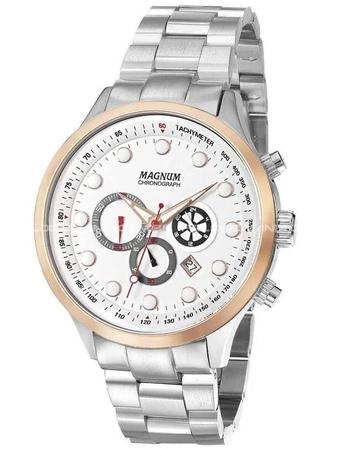 Relógio Magnum Steel Masculino MA32185S Pulseira Aço Prata Multifunção