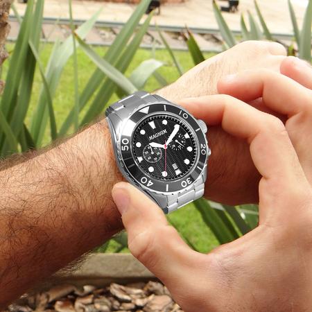 Relógio Magnum Masculino Prata Automático Garantia 2 Anos e carteira, Magalu Empresas
