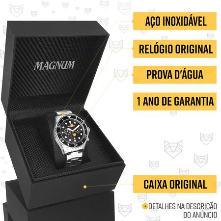 Relógio Magnum Masculino Prata Analógico 10 ATM Casual Prova D'Agua  Pulseira Aço - Relógio Masculino - Magazine Luiza