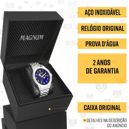 Relógio Magnum Masculino Prata Automático Garantia 2 Anos e carteira, Magalu Empresas