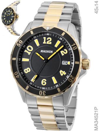 Relógio Magnum Masculino Cronógrafo MA33102Q Pulseira Aço Prata