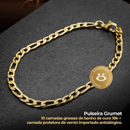 Imagem de Relógio Masculino Aço Banhado + Cordão Crucifixo + Pulseira