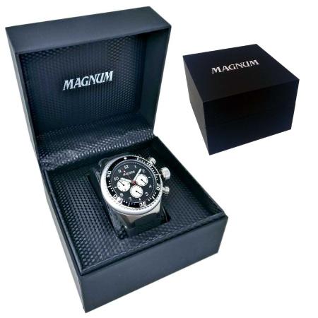 Kit relogio masculino magnum pulseira de couro pulseira extra ref